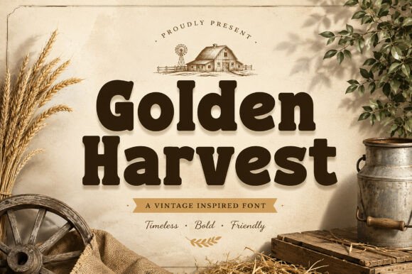 Golden Harvest: A Rustic Font for Authentic Design